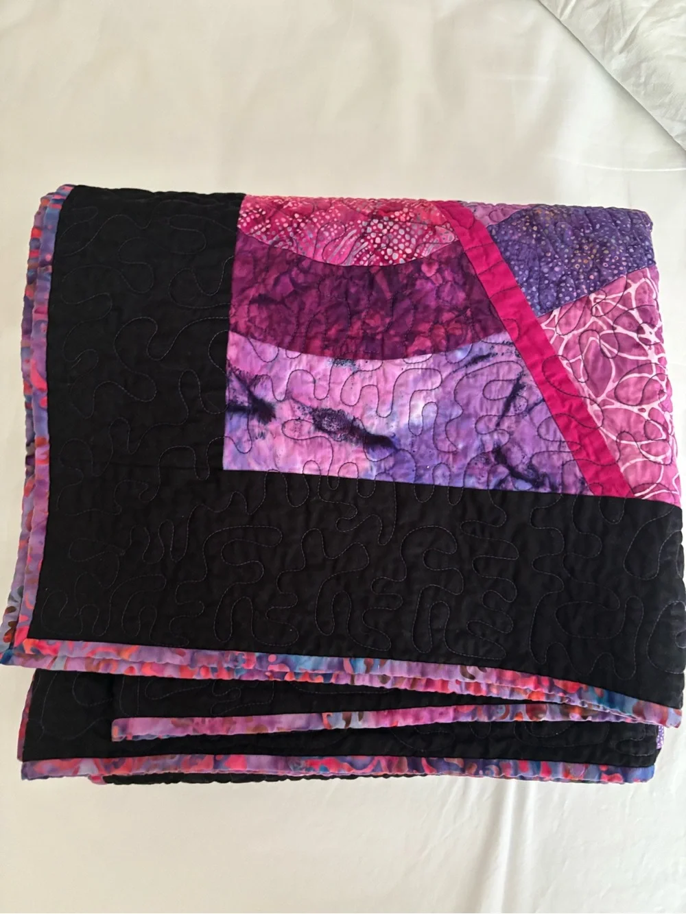 Handmade Batik Patchwork Throw Quilt Purples Size 55